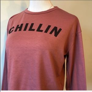 Blush CHILLIN’ Cropped Long Sleeve Shirt